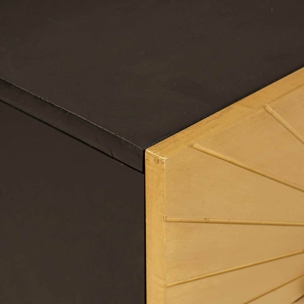 Comodino Nero e Oro 50 x 33 x 60 cm legno massello di mango 4017839