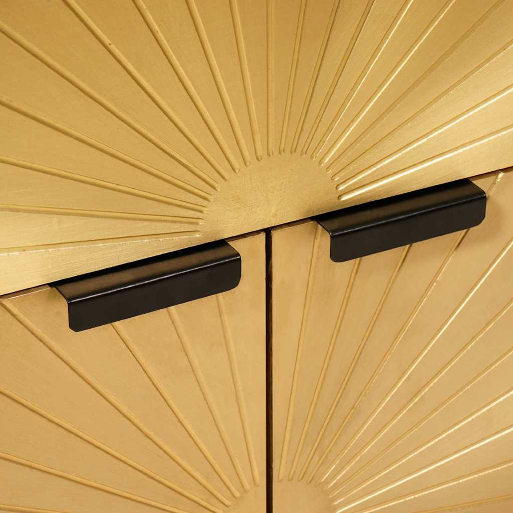 Comodino Nero e Oro 50 x 33 x 60 cm legno massello di mango 4017839