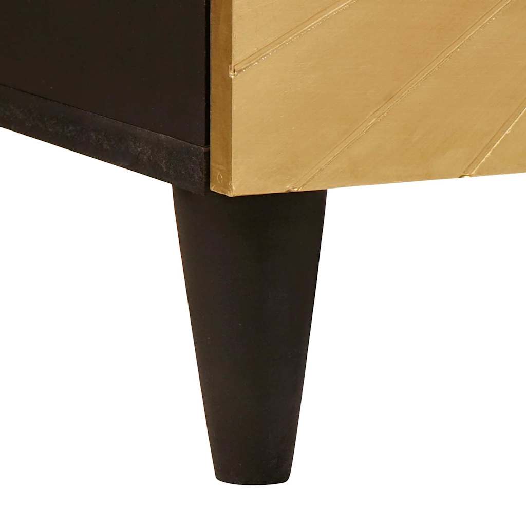 Comodino Nero e Oro 50 x 33 x 60 cm legno massello di mango 4017839