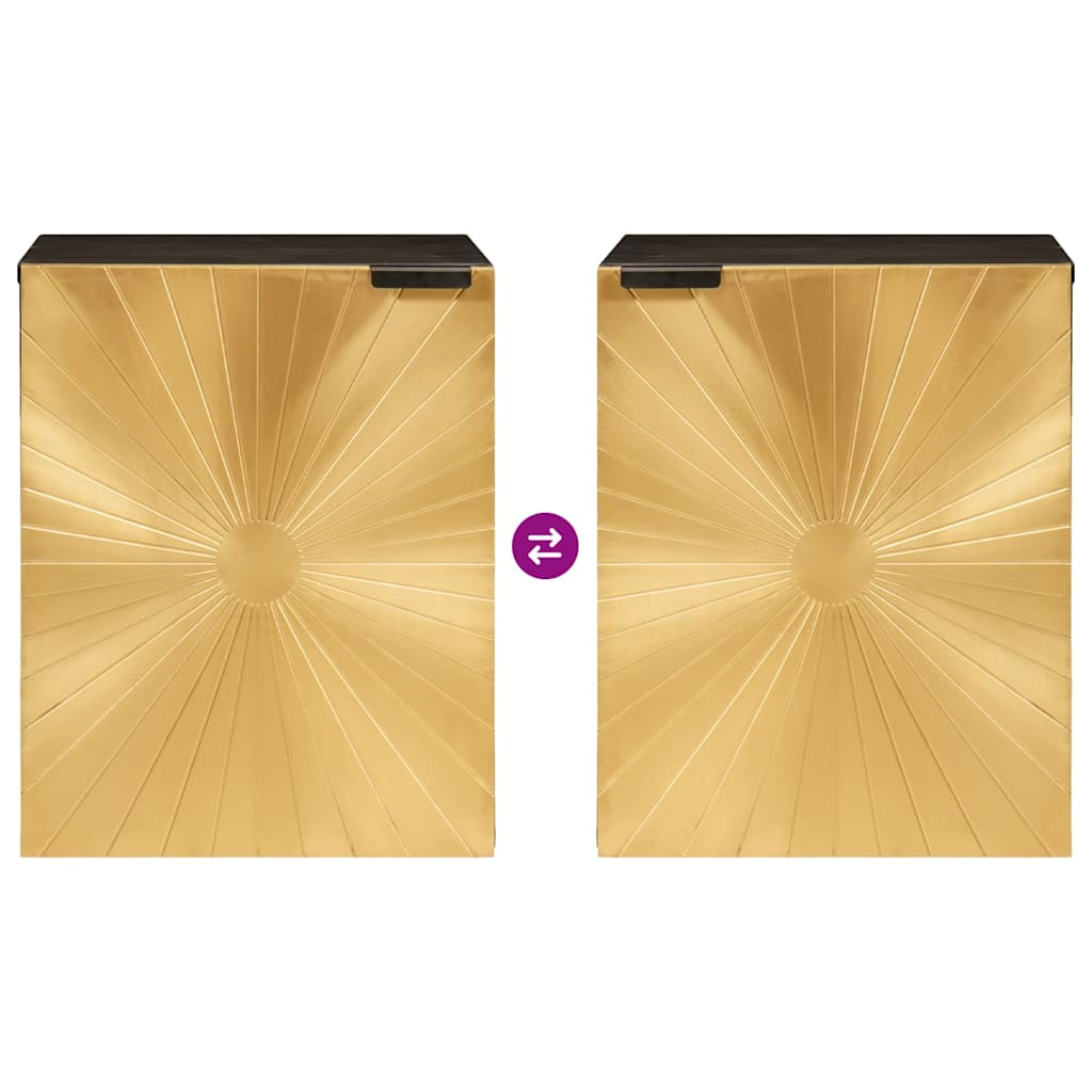 vidaXL Mobile da Bagno con lo scaffale Nero e Oro 38 x 33 x 48 cm