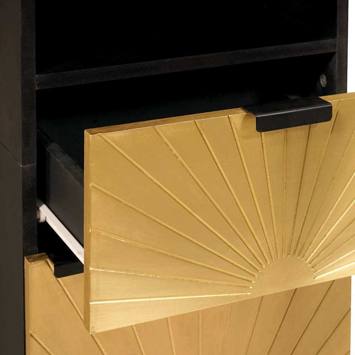 vidaXL Mobile da Bagno con cassetto Nero e Oro 38 x 33 x 160 cm