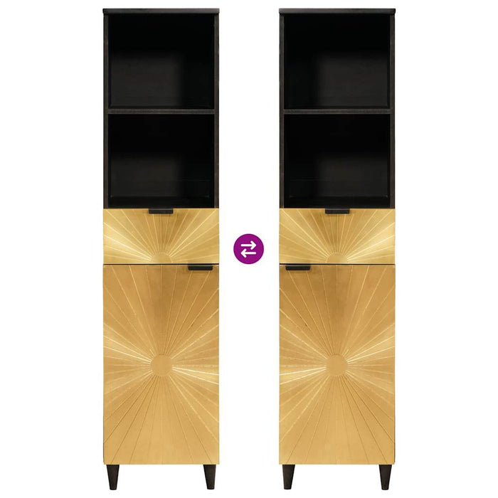 vidaXL Mobile da Bagno con cassetto Nero e Oro 38 x 33 x 160 cm