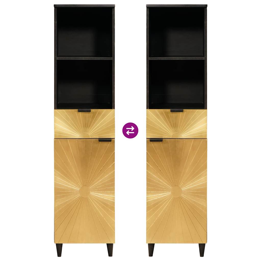 Mobile da Bagno con cassetto Nero e Oro 38 x 33 x 160 cm 4017850