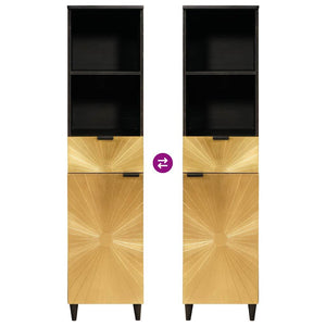 Mobile da Bagno con cassetto Nero e Oro 38 x 33 x 160 cm 4017850