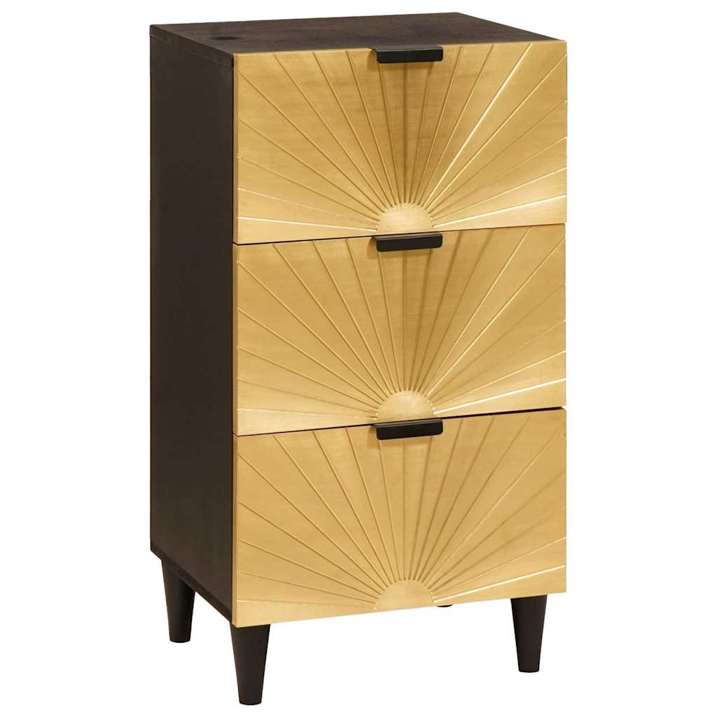 vidaXL Credenza Nero e Oro 40 x 33 x 75 cm legno massello di mango