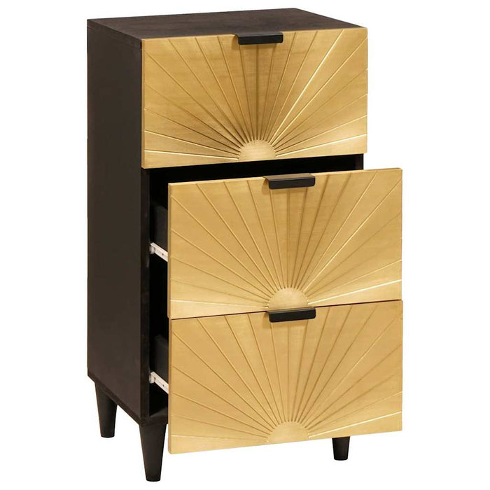 Credenza Nero e Oro 40 x 33 x 75 cm legno massello di mango 4017851