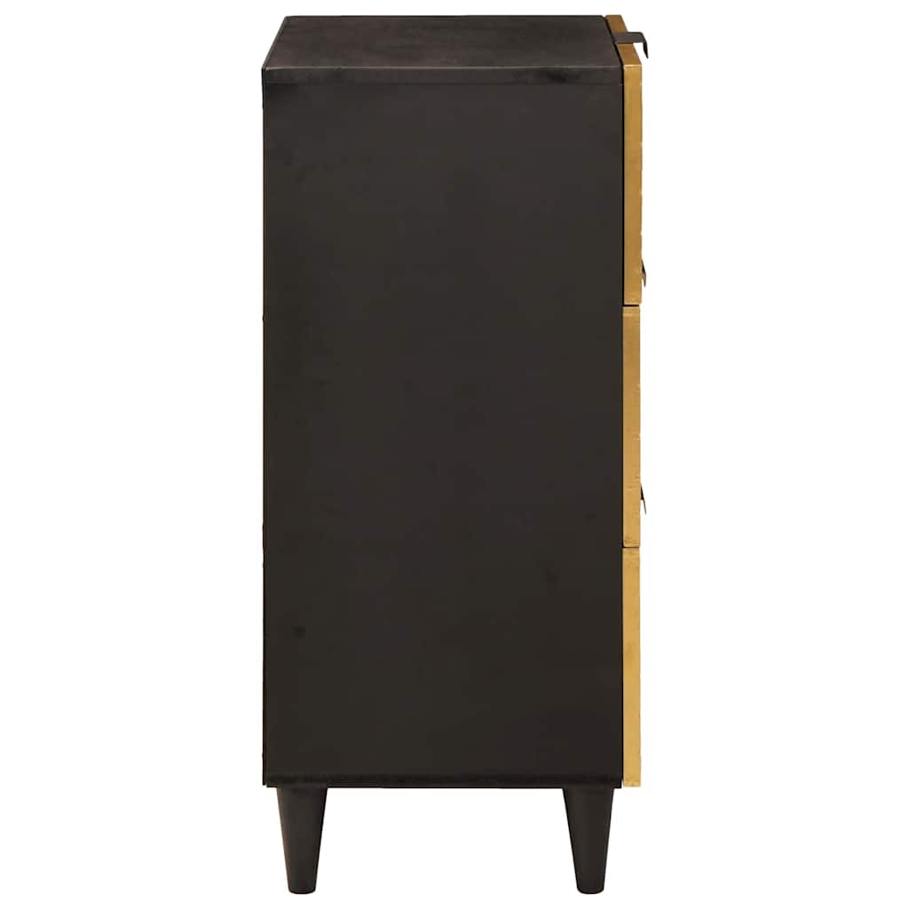 vidaXL Credenza Nero e Oro 40 x 33 x 75 cm legno massello di mango