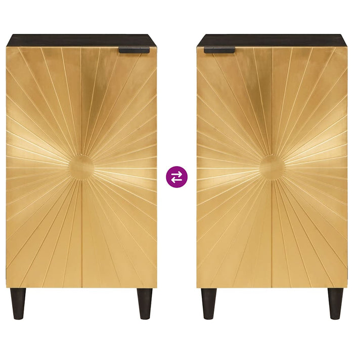 vidaXL Credenza Nero e Oro 40 x 33 x 75 cm legno massello di mango