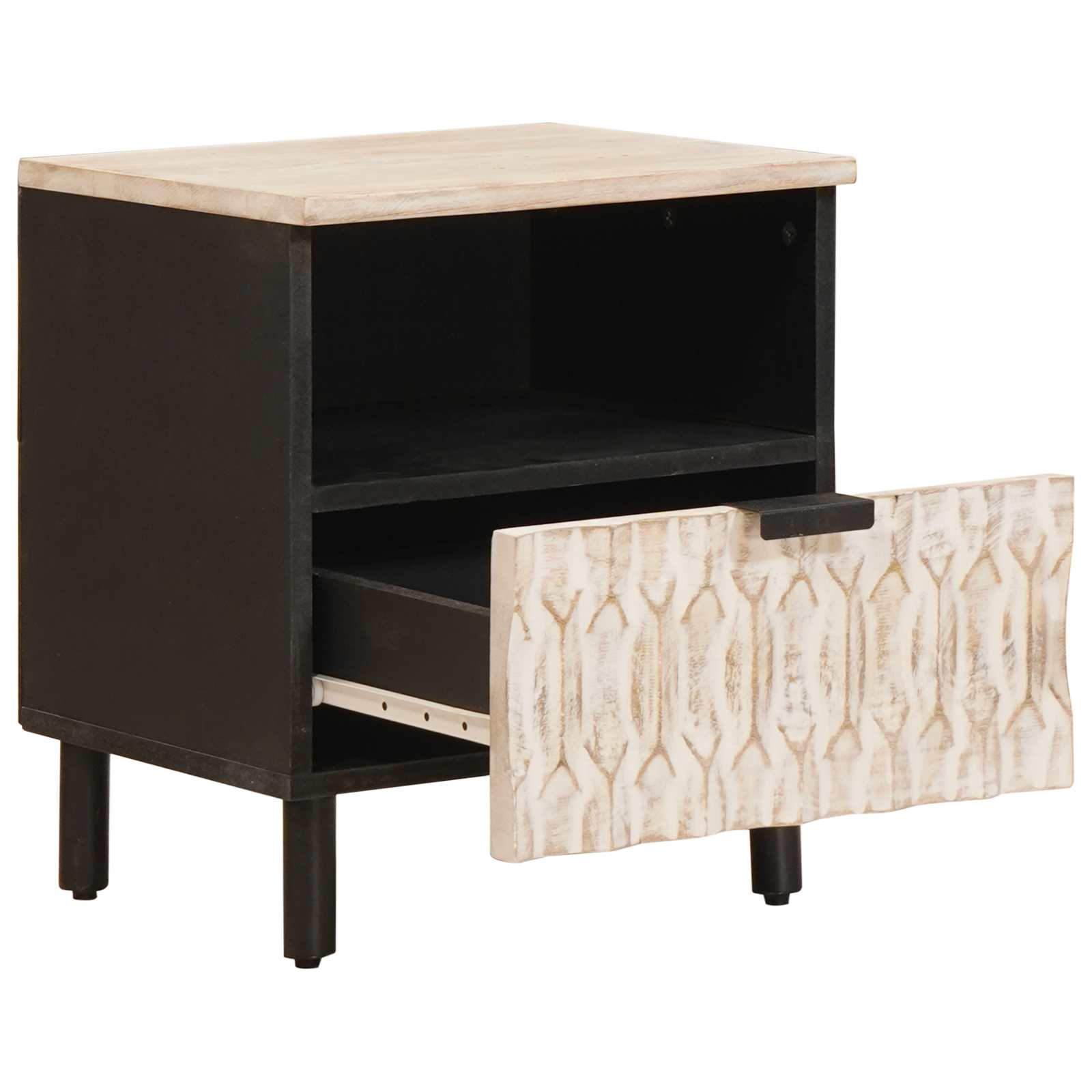 Armadio da Notte Bianco 40 x 33 x 46 cm Legno di mango massello 4017870