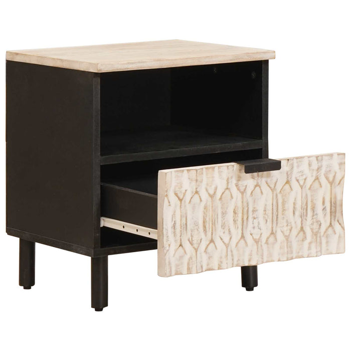 Armadio da Notte Bianco 40 x 33 x 46 cm Legno di mango massello 4017870