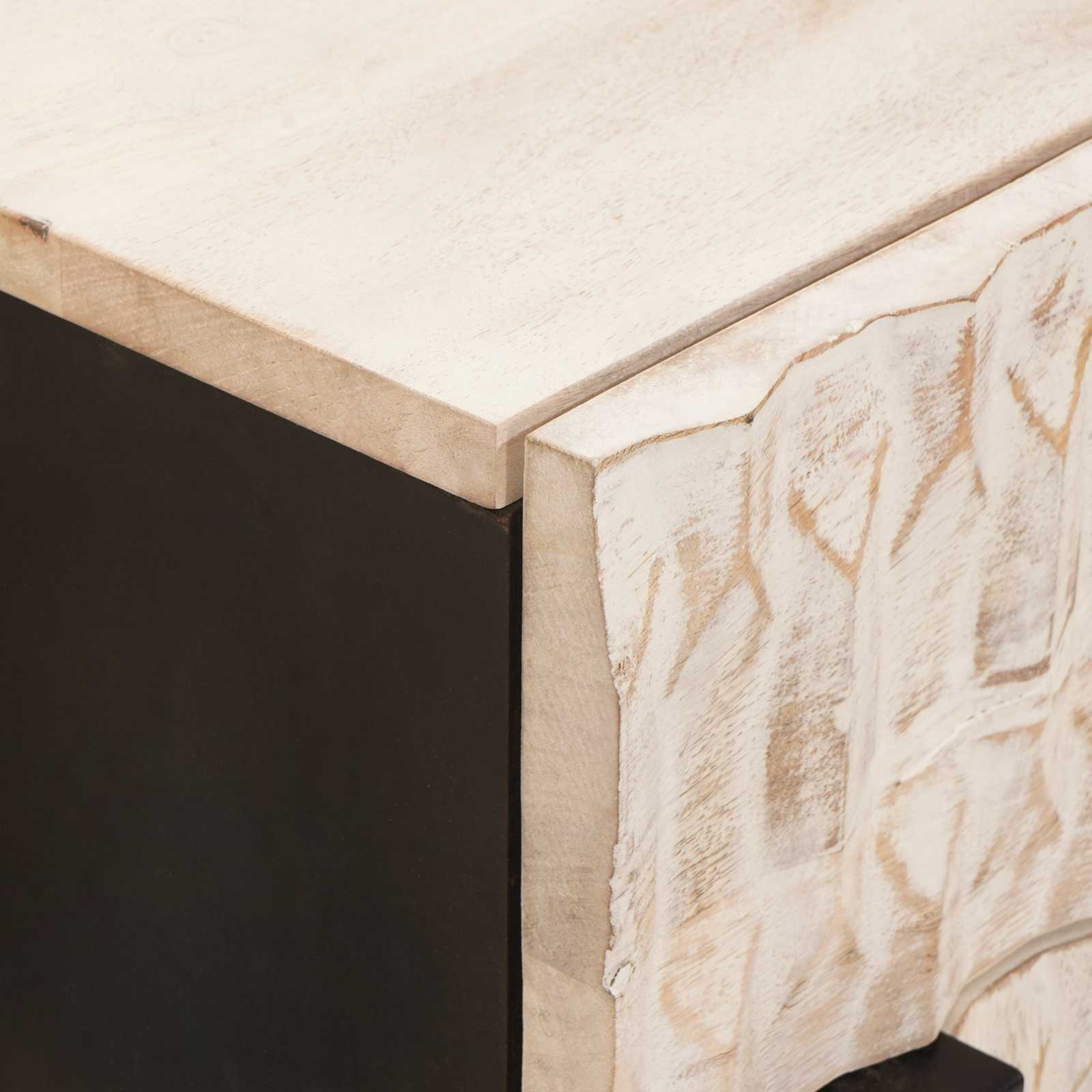 Armadio da Notte Bianco 50 x 33 x 60 cm Legno di mango massello 4017872