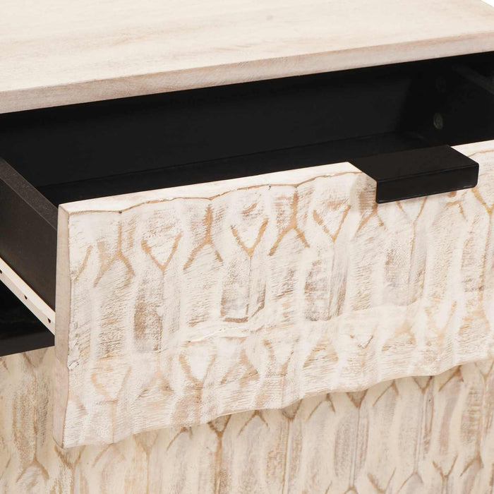 Armadio da Notte Bianco 50 x 33 x 60 cm Legno di mango massello 4017872