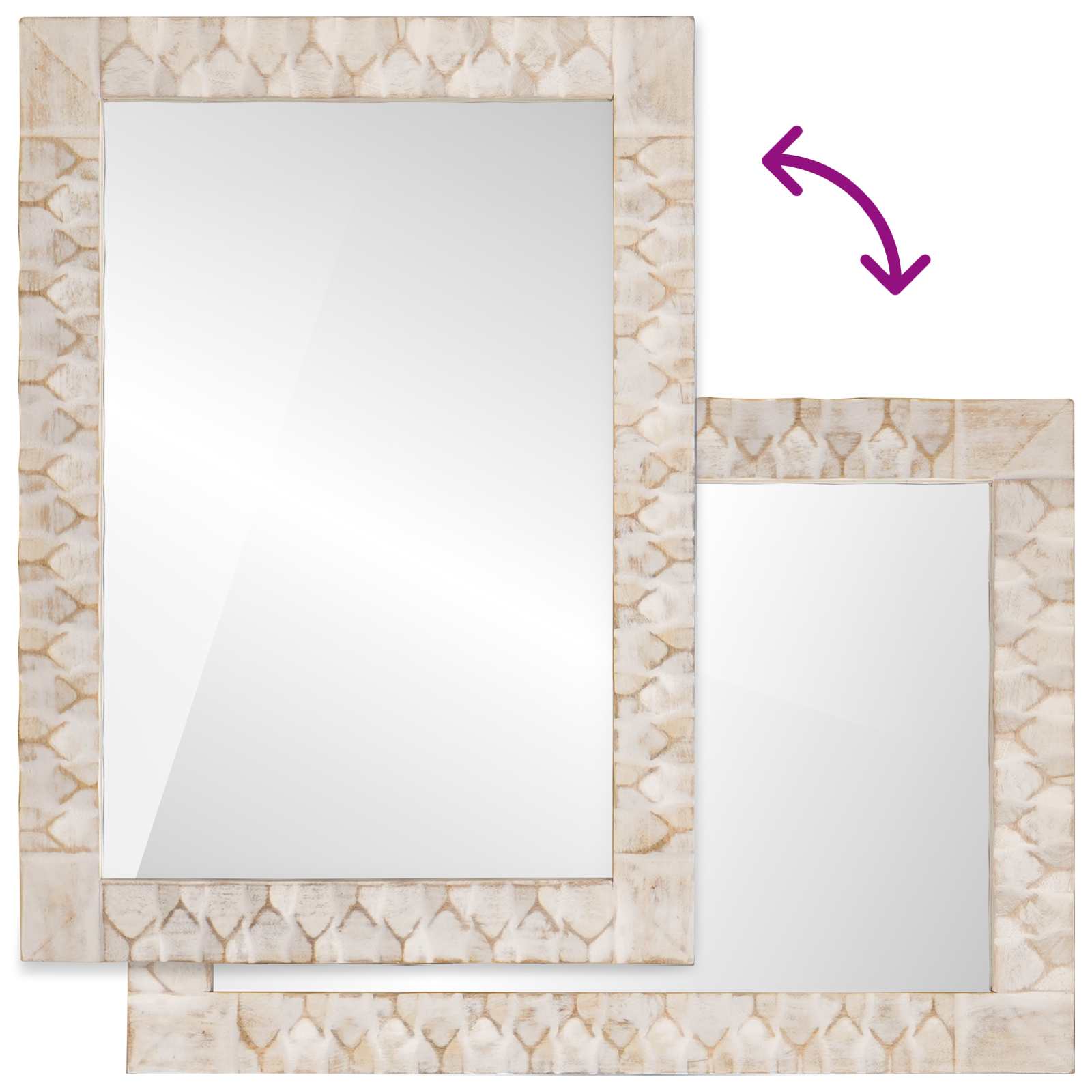 Specchio da bagno-Specchio decorativo Finitura Bianco Lavato 50 x 70 x 3 cm