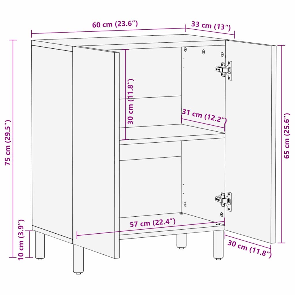Credenza Finitura Marrone Acacia 60 x 33,5 x 75 cm 4017902