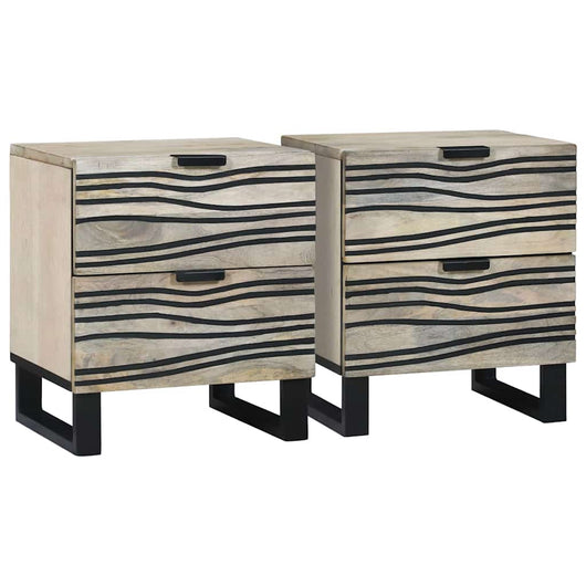 vidaXL Armadio da Notte 2 pcs Bianco e nero 40 x 33 x 46 cm