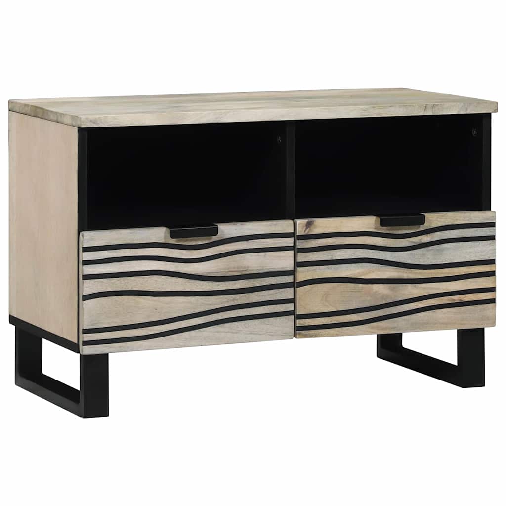 vidaXL Armadietto TV Bianco 70 x 33 x 46 cm legno massello di mango