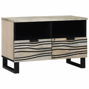 vidaXL Armadietto TV Bianco 70 x 33 x 46 cm legno massello di mango