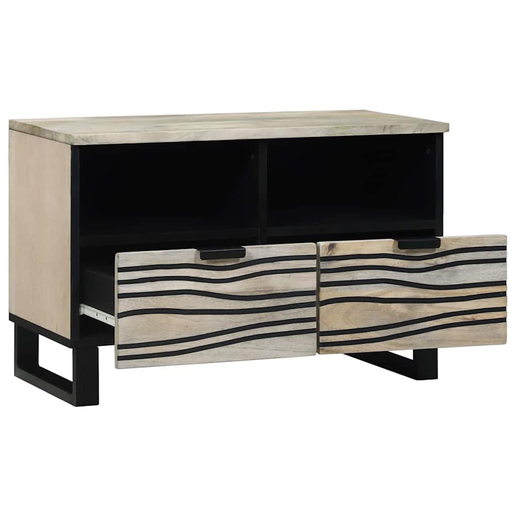 vidaXL Armadietto TV Bianco 70 x 33 x 46 cm legno massello di mango