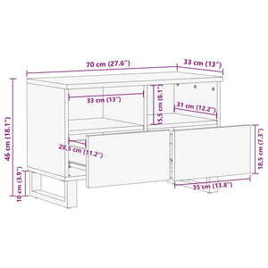 vidaXL Armadietto TV Bianco 70 x 33 x 46 cm legno massello di mango