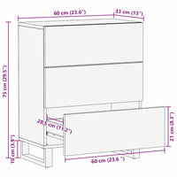 vidaXL Credenza Bianco 60 x 33.5 x 75 cm Legno massello di mango