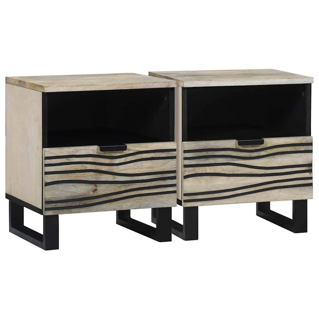 vidaXL Armadio da Notte 2 pcs Bianco e nero 40 x 33 x 46 cm