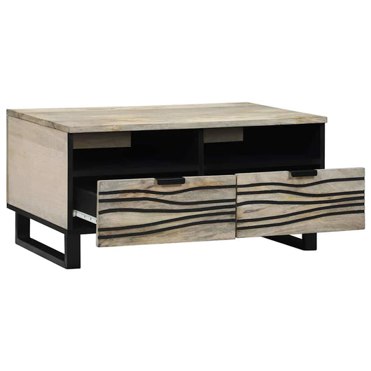 Tavolino da Salotto con Cassetto-Tavolino da soggiorno-Tavolo Beige e Nero 80 x 54 x 40 cm