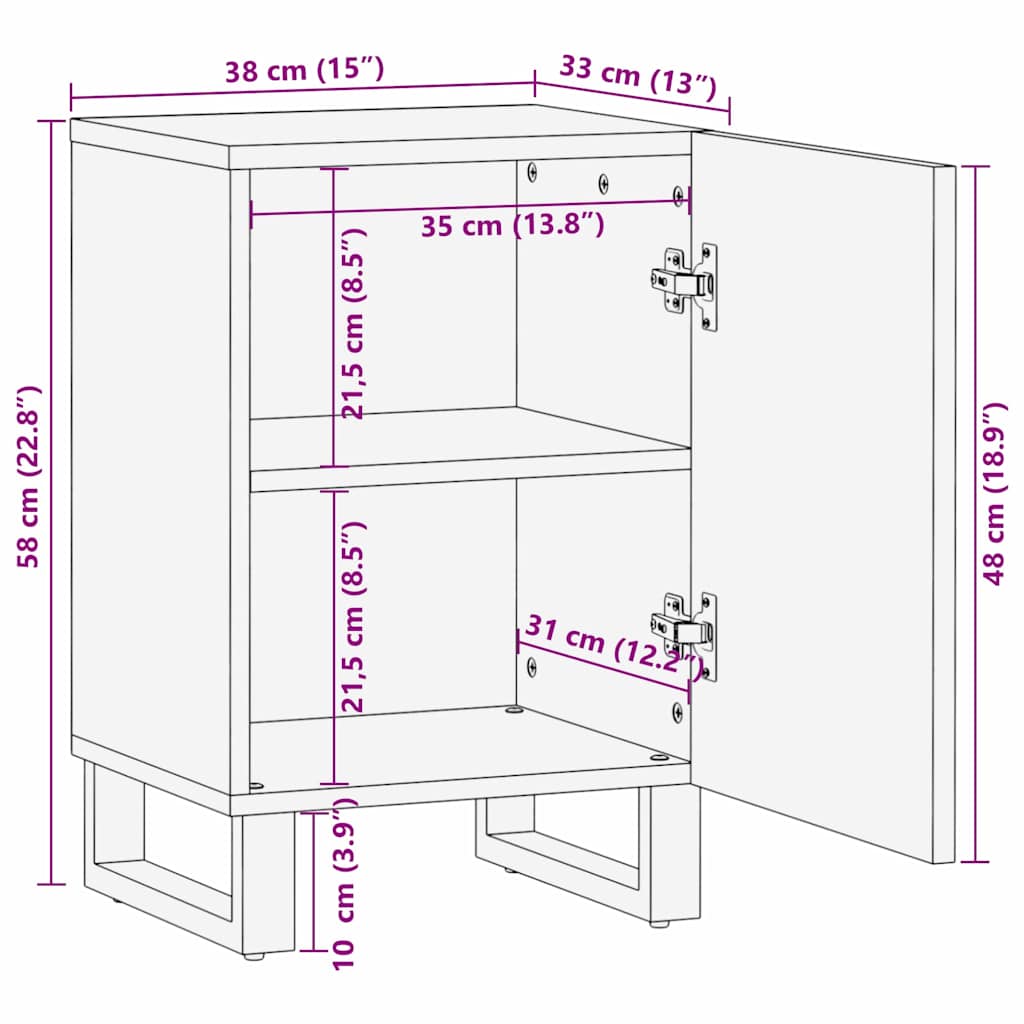 vidaXL Mobile da Bagno con porta Marrone e Nero 38 x 33.5 x 58 cm