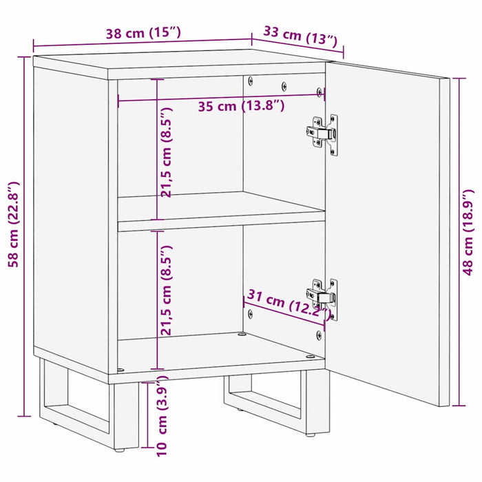 vidaXL Mobile da Bagno con porta Marrone e Nero 38 x 33.5 x 58 cm