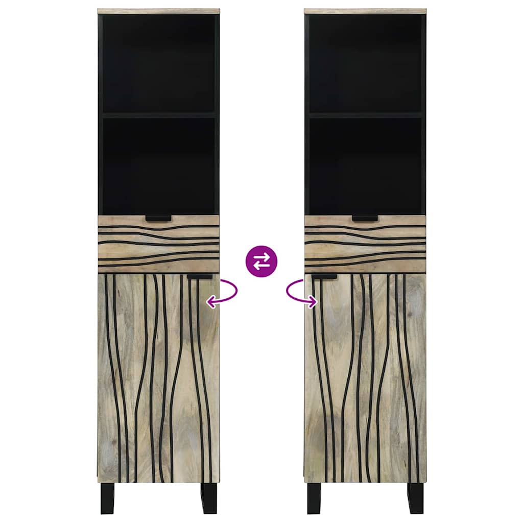 vidaXL Mobile da Bagno con lo scaffale Marrone e Nero 38 x 33 x 160 cm