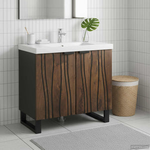 Armadio per Lavabo da Bagno-Armadietto da bagno-Mobiletto da bagno con porta Noce 62 x 33 x 58 cm