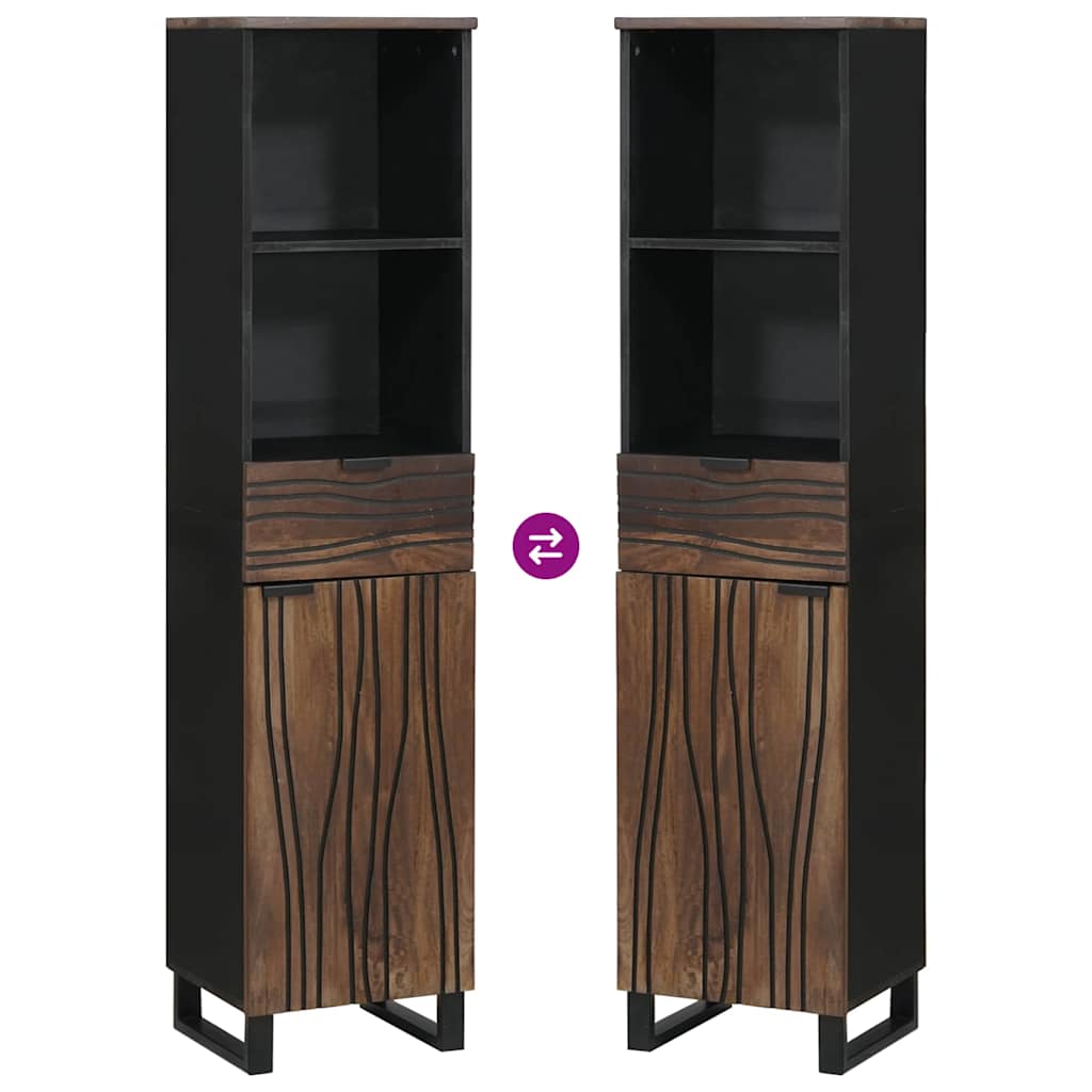 vidaXL Mobile da Bagno con cassetto Rigato Marrone 38 x 33 x 160 cm