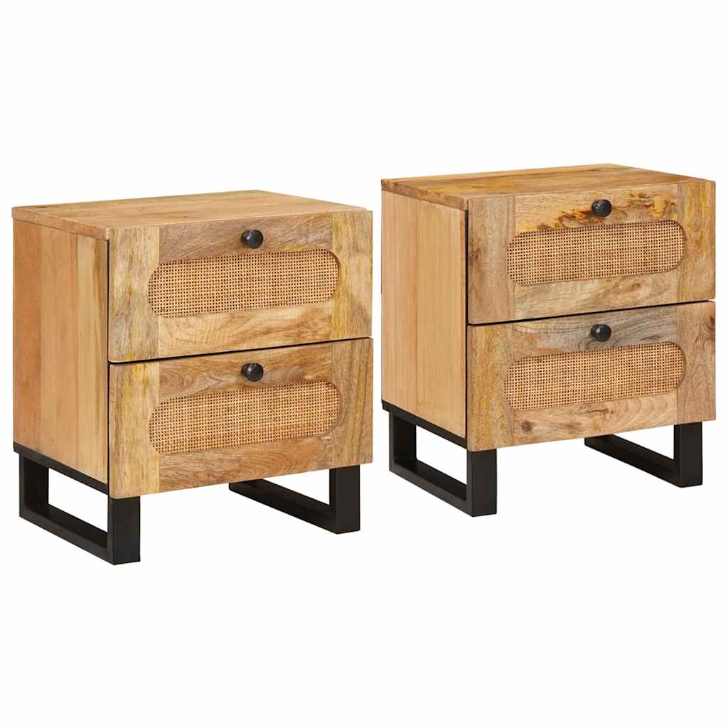 Armadio da Notte con cassetto 2 pcs Naturale 40 x 33,5 x 46 cm 4018043