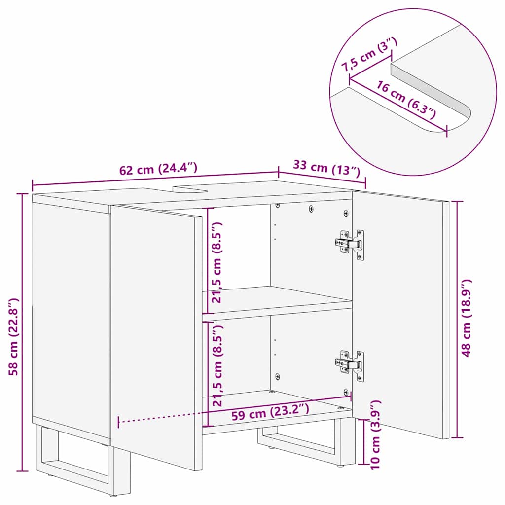 Armadio per Lavabo da Bagno con porta Marrone 62 x 33 x 58 cm 4018063