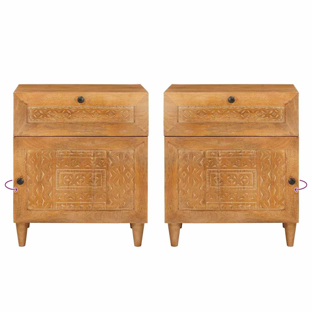 Comodino Marrone chiaro 50 x 33 x 60 cm legno massello di mango 4018088