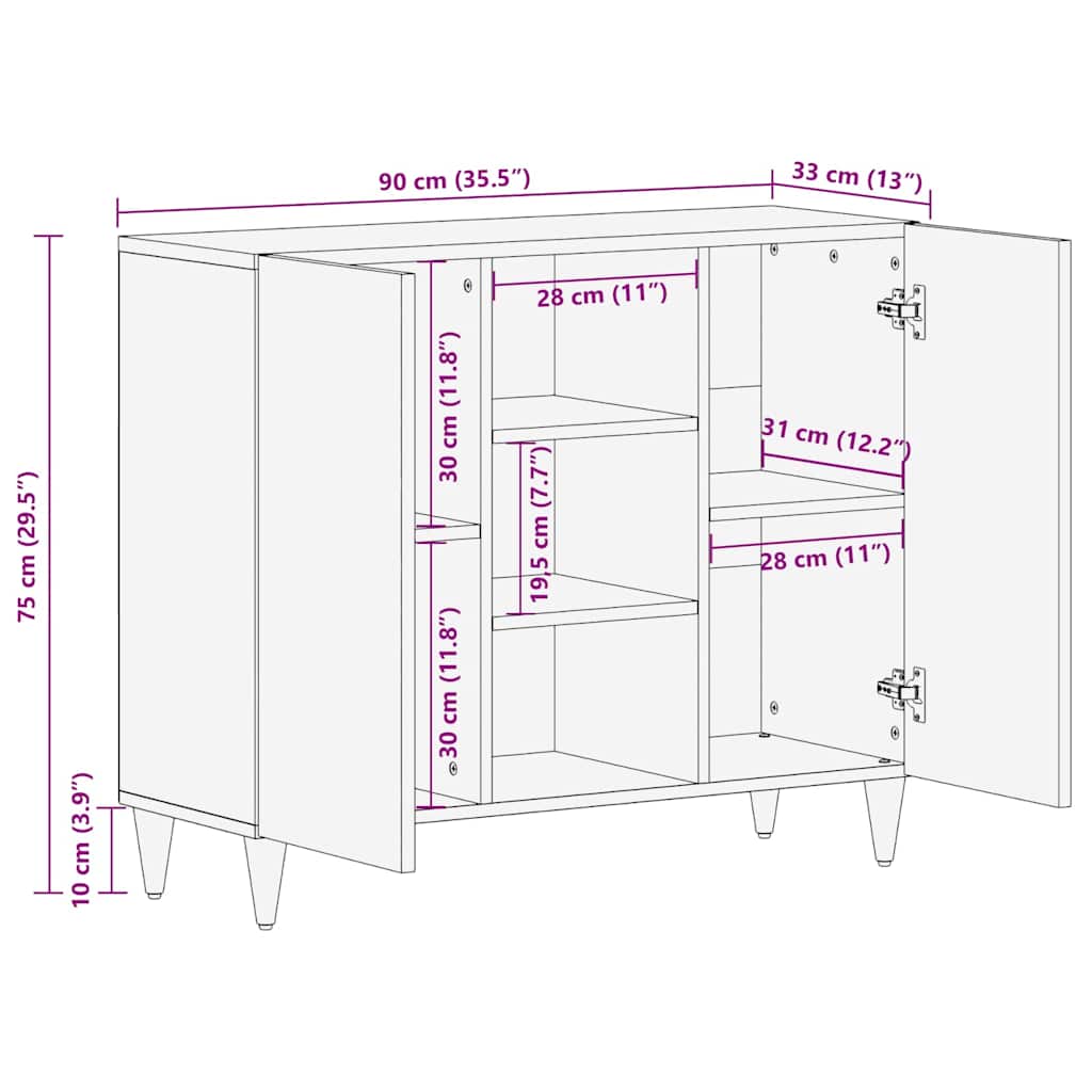 vidaXL Credenza Marrone chiaro 33.5 x 90 x 75 cm