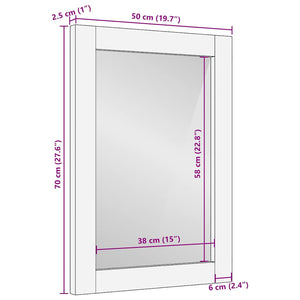 Specchio da bagno-Specchio decorativo Marrone Chiaro 70 x 50 x 2,5 cm