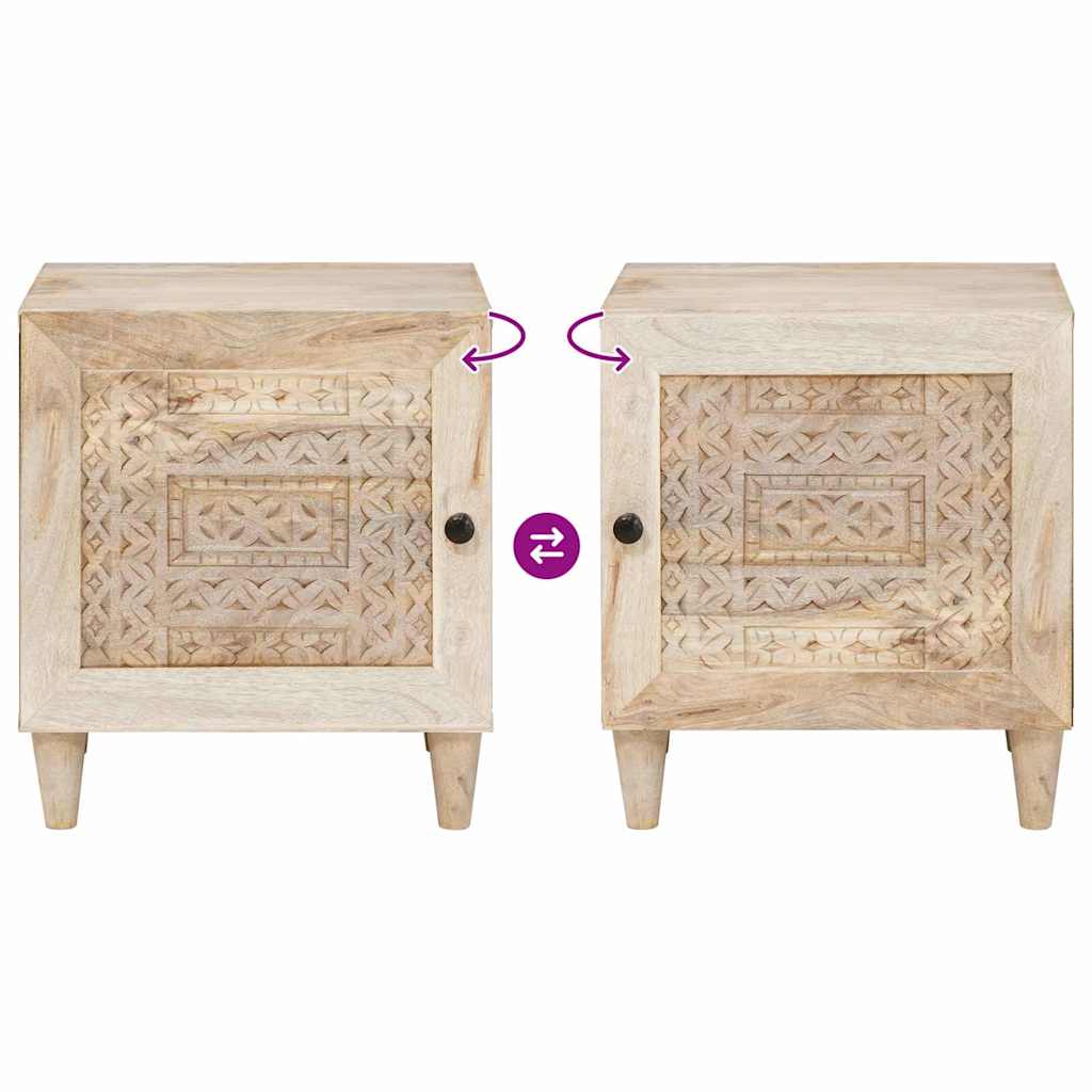 vidaXL Comodino Beige 40 x 33 x 46 cm legno massello di mango