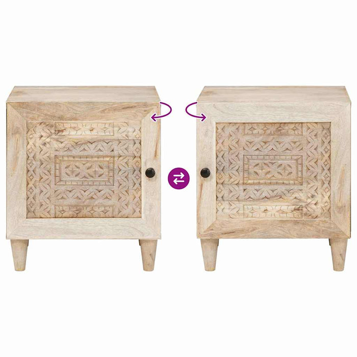 vidaXL Comodino Beige 40 x 33 x 46 cm legno massello di mango