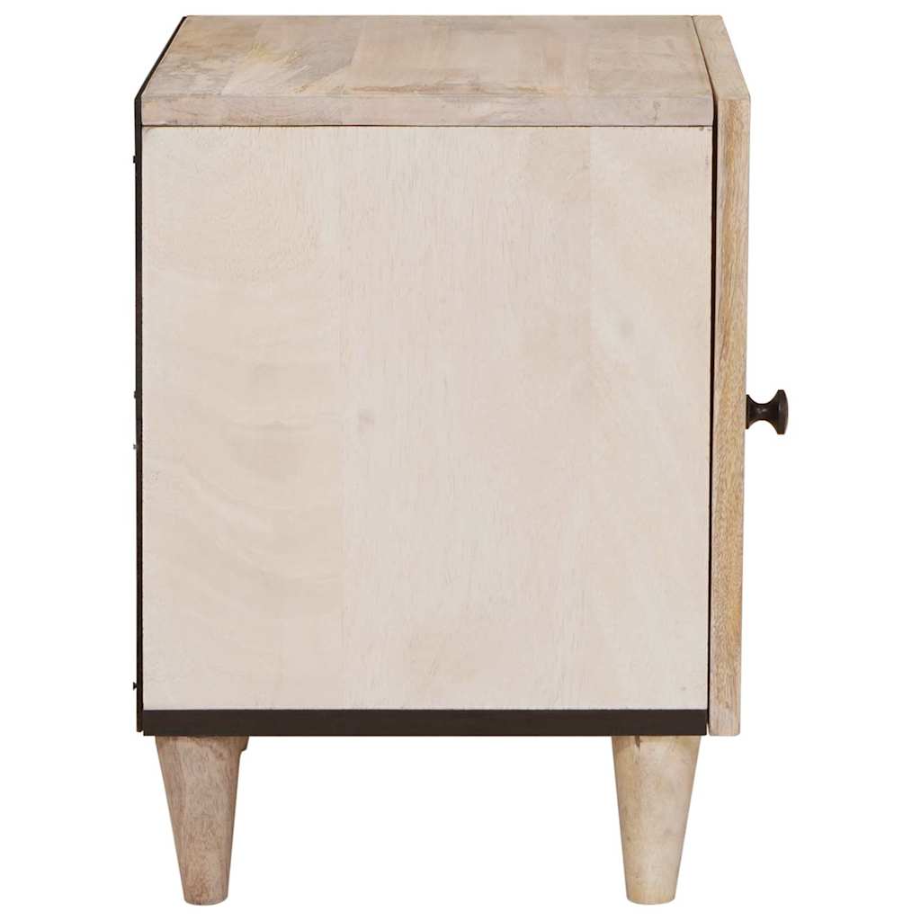 vidaXL Comodino Beige 40 x 33 x 46 cm legno massello di mango