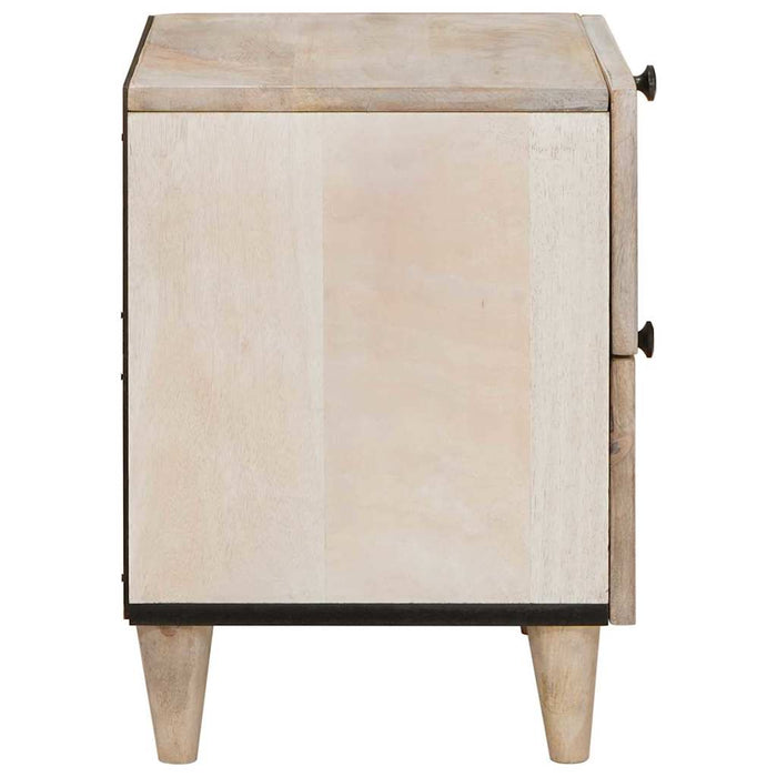 vidaXL Comodino Beige 40 x 33 x 46 cm legno massello di mango