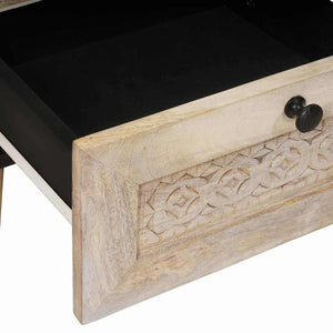 vidaXL Comodino 2 pcs Beige 40 x 33 x 46 cm legno massello di mango