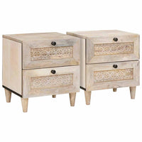 vidaXL Comodino 2 pcs Beige 40 x 33 x 46 cm legno massello di mango