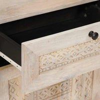 Comodino Beige 50 x 33 x 60 cm legno massello di mango 4018124