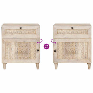 vidaXL Comodino Beige 50 x 33 x 60 cm legno massello di mango