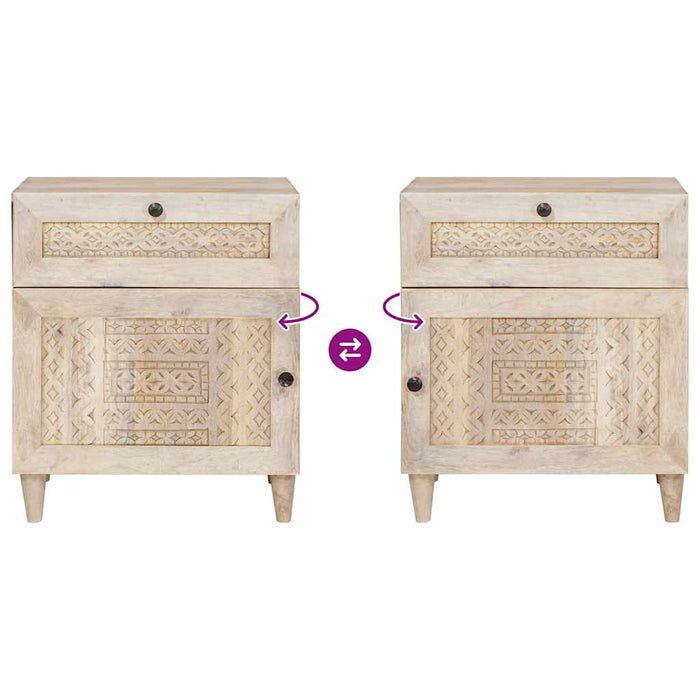 vidaXL Comodino Beige 50 x 33 x 60 cm legno massello di mango