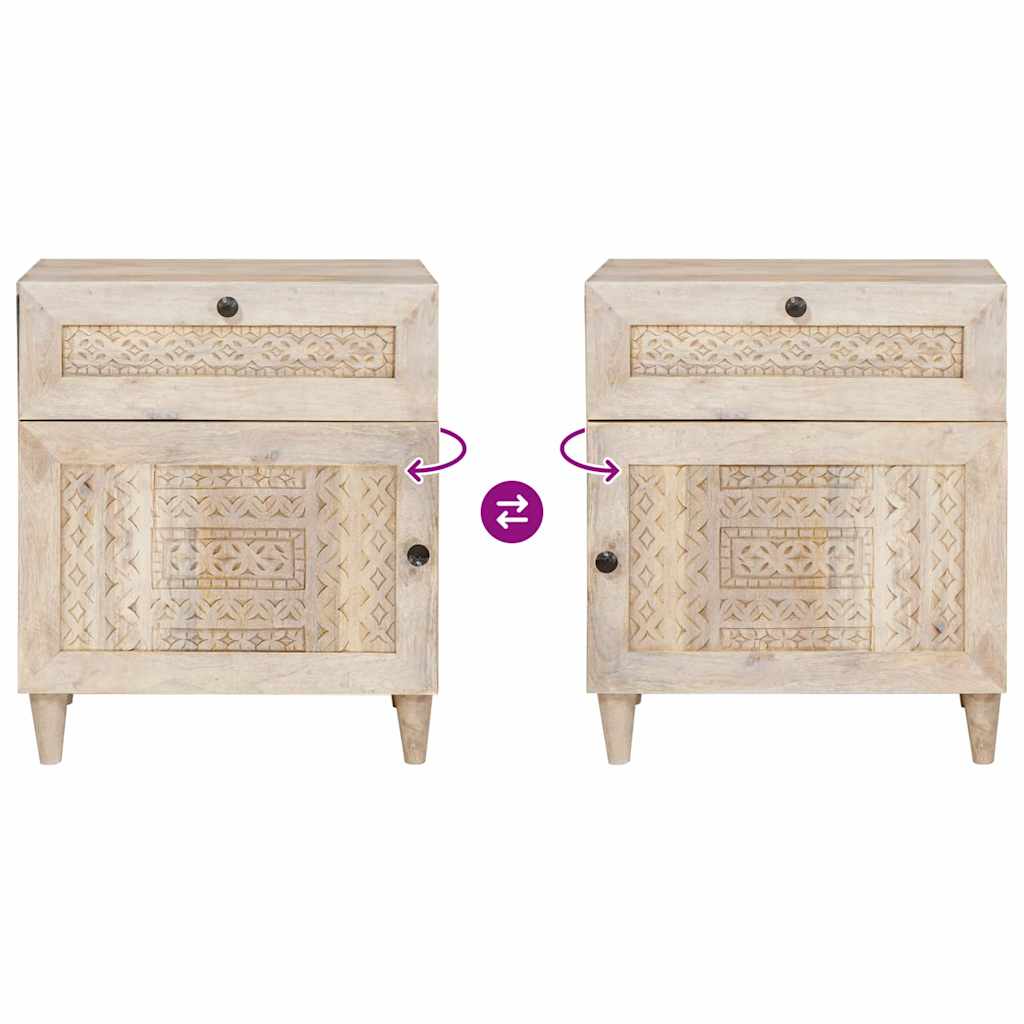 Comodino Beige 50 x 33 x 60 cm legno massello di mango 4018124