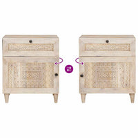 Comodino Beige 50 x 33 x 60 cm legno massello di mango 4018124