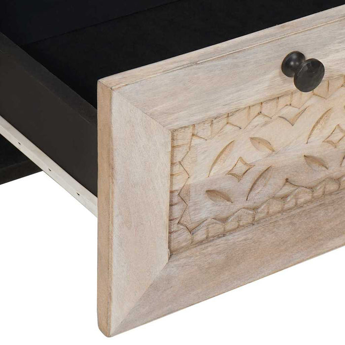 vidaXL Comodino Beige 50 x 33 x 60 cm legno massello di mango