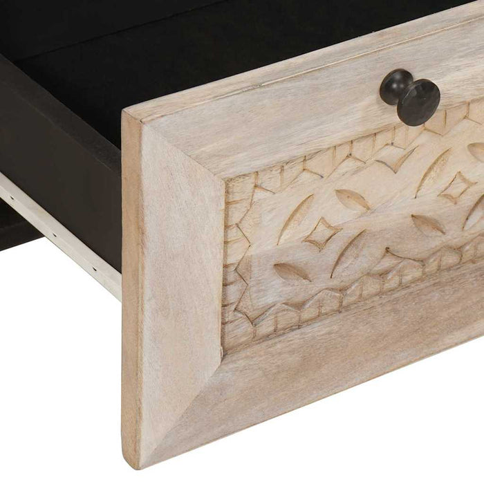 vidaXL Comodino Beige 50 x 33 x 60 cm legno massello di mango