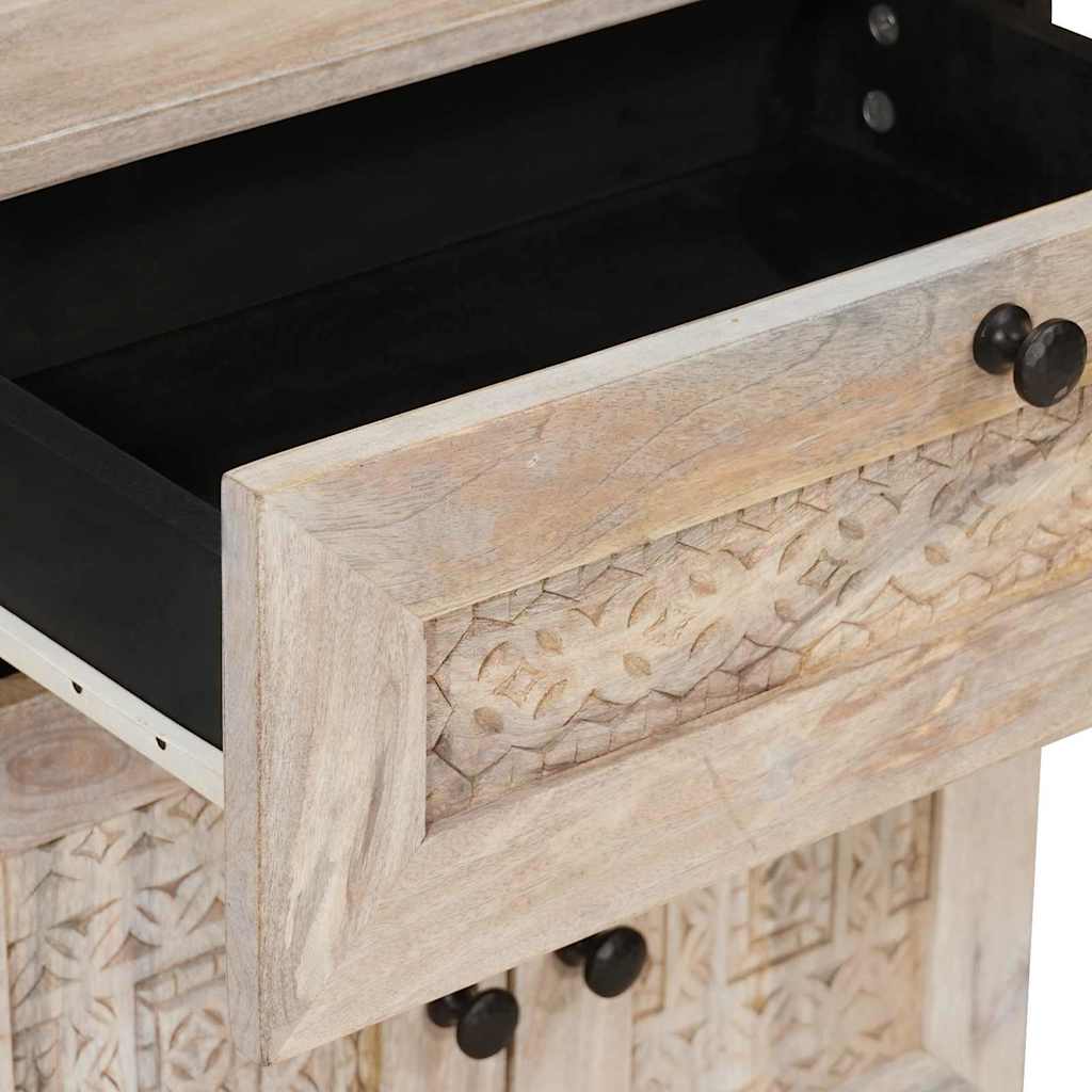 Comodino Beige 50 x 33 x 60 cm legno massello di mango 4018127